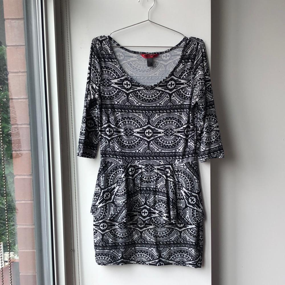 Hot Kiss Tribal Print Knit Peplum Dress!